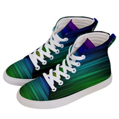 Blue And Green Lines Women s Hi-top Skate Sneakers by Ket1n9