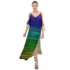 Blue And Green Lines Maxi Chiffon Cover Up Dress by Ket1n9