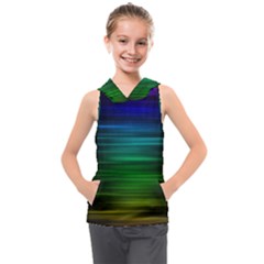 Blue And Green Lines Kids  Sleeveless Hoodie by Ket1n9