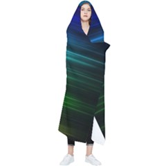 Blue And Green Lines Wearable Blanket by Ket1n9