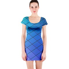 Blue Pattern Plain Cartoon Short Sleeve Bodycon Dress by Ket1n9