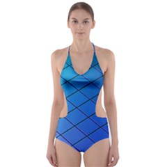 Blue Pattern Plain Cartoon Cut-out One Piece Swimsuit by Ket1n9