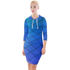 Blue Pattern Plain Cartoon Quarter Sleeve Hood Bodycon Dress by Ket1n9