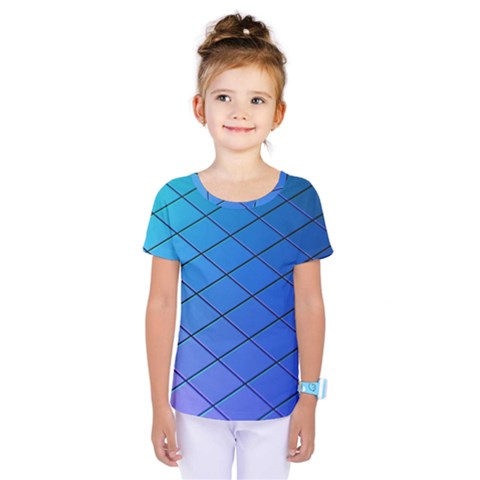 Blue Pattern Plain Cartoon Kids  One Piece T-shirt by Ket1n9