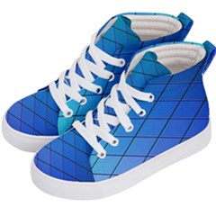 Blue Pattern Plain Cartoon Kids  Hi-top Skate Sneakers by Ket1n9