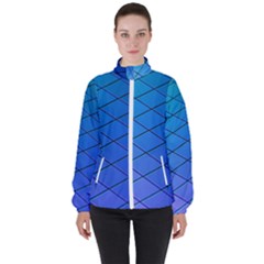 Blue Pattern Plain Cartoon Women s High Neck Windbreaker by Ket1n9