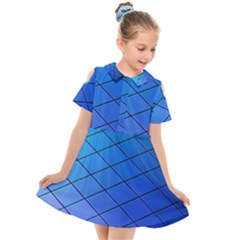 Blue Pattern Plain Cartoon Kids  Short Sleeve Shirt Dress by Ket1n9