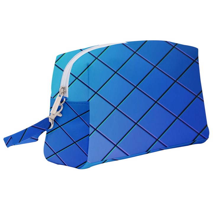 Blue Pattern Plain Cartoon Wristlet Pouch Bag (Large)