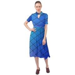 Blue Pattern Plain Cartoon Keyhole Neckline Chiffon Dress by Ket1n9