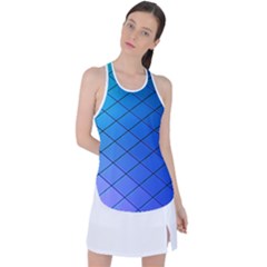 Blue Pattern Plain Cartoon Racer Back Mesh Tank Top by Ket1n9