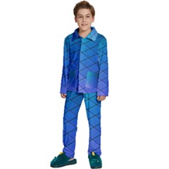 Blue Pattern Plain Cartoon Kids  Long Sleeve Velvet Pajamas Set by Ket1n9