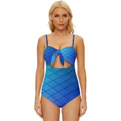 Blue Pattern Plain Cartoon Knot Front One-piece Swimsuit by Ket1n9