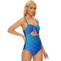 Blue Pattern Plain Cartoon Knot Front One-Piece Swimsuit View3