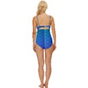 Blue Pattern Plain Cartoon Knot Front One-Piece Swimsuit View4