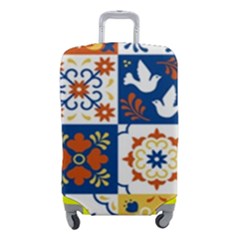 Mexican Talavera Pattern Ceramic Tiles With Flower Leaves Bird Ornaments Traditional Majolica Style Luggage Cover (small) by Ket1n9