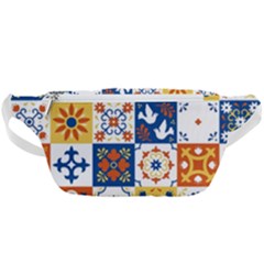 Mexican Talavera Pattern Ceramic Tiles With Flower Leaves Bird Ornaments Traditional Majolica Style Waist Bag  by Ket1n9