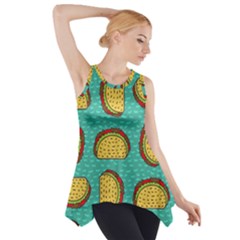 Taco Drawing Background Mexican Fast Food Pattern Side Drop Tank Tunic by Ket1n9