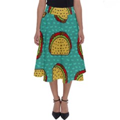 Taco Drawing Background Mexican Fast Food Pattern Perfect Length Midi Skirt by Ket1n9