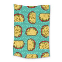 Taco Drawing Background Mexican Fast Food Pattern Small Tapestry