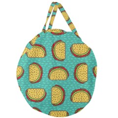 Taco Drawing Background Mexican Fast Food Pattern Giant Round Zipper Tote by Ket1n9