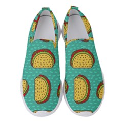 Taco Drawing Background Mexican Fast Food Pattern Women s Slip On Sneakers by Ket1n9