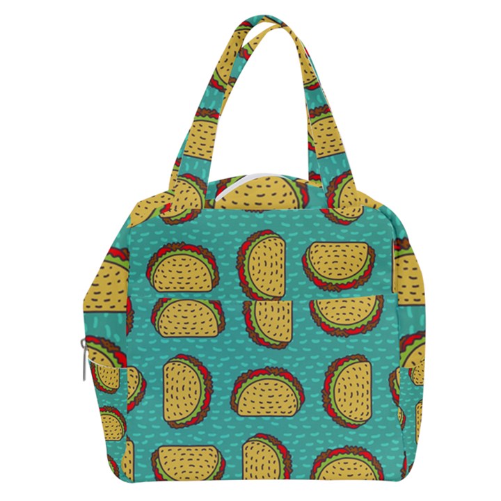 Taco Drawing Background Mexican Fast Food Pattern Boxy Hand Bag