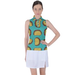 Taco Drawing Background Mexican Fast Food Pattern Women s Sleeveless Polo T-shirt by Ket1n9