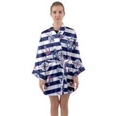 Seamless Marine Pattern Long Sleeve Satin Kimono by Ket1n9