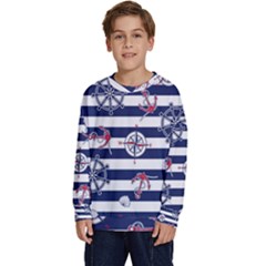 Seamless Marine Pattern Kids  Crewneck Sweatshirt by Ket1n9