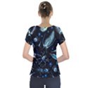 Colorful Abstract Pattern Consisting Glowing Lights Luminescent Images Marine Plankton Dark Backgrou Short Sleeve Front Detail Top View2