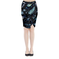 Colorful Abstract Pattern Consisting Glowing Lights Luminescent Images Marine Plankton Dark Backgrou Midi Wrap Pencil Skirt by Ket1n9