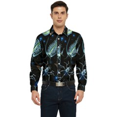 Colorful Abstract Pattern Consisting Glowing Lights Luminescent Images Marine Plankton Dark Backgrou Men s Long Sleeve  Shirt by Ket1n9