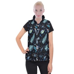 Colorful Abstract Pattern Consisting Glowing Lights Luminescent Images Marine Plankton Dark Backgrou Women s Button Up Vest by Ket1n9