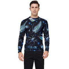 Colorful Abstract Pattern Consisting Glowing Lights Luminescent Images Marine Plankton Dark Backgrou Men s Long Sleeve Rash Guard by Ket1n9