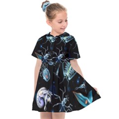 Colorful Abstract Pattern Consisting Glowing Lights Luminescent Images Marine Plankton Dark Backgrou Kids  Sailor Dress by Ket1n9