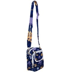 Marine Seamless Pattern Thin Line Memphis Style Shoulder Strap Belt Bag by Ket1n9