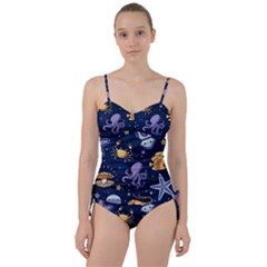 Marine Seamless Pattern Thin Line Memphis Style Sweetheart Tankini Set by Ket1n9