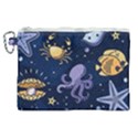 Marine Seamless Pattern Thin Line Memphis Style Canvas Cosmetic Bag (XL) View1