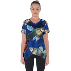 Marine Fishes Cut Out Side Drop T-shirt by Ket1n9