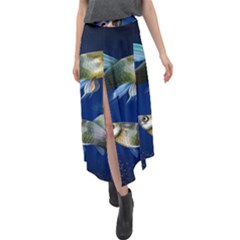 Marine Fishes Velour Split Maxi Skirt by Ket1n9