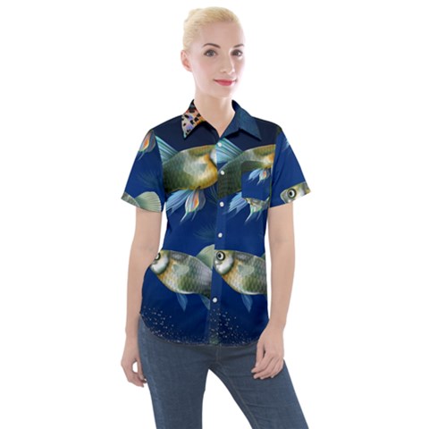 Marine Fishes Women s Short Sleeve Pocket Shirt by Ket1n9