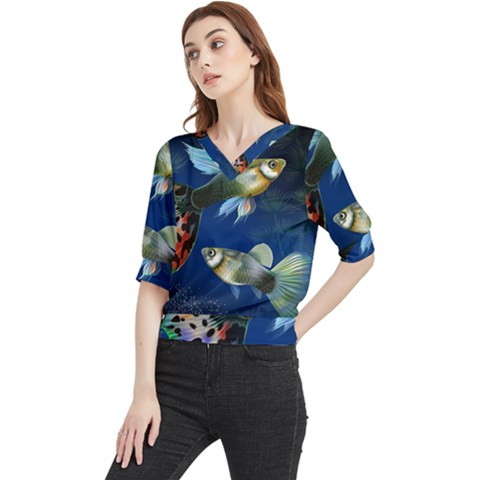 Marine Fishes Quarter Sleeve Blouse by Ket1n9