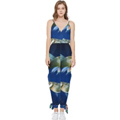 Marine Fishes Sleeveless Tie Ankle Chiffon Jumpsuit by Ket1n9