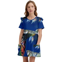 Marine Fishes Kids  Frilly Sleeves Pocket Dress by Ket1n9