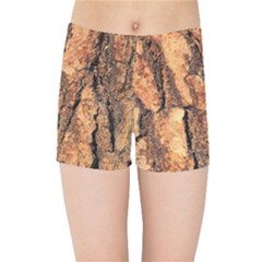 Bark Texture Wood Large Rough Red Wood Outside California Kids  Sports Shorts by Ket1n9