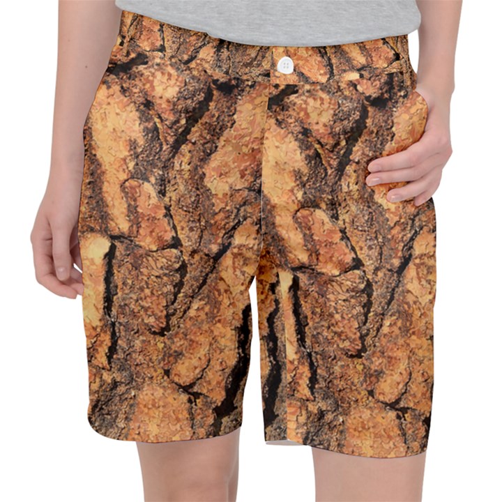 Bark Texture Wood Large Rough Red Wood Outside California Women s Pocket Shorts