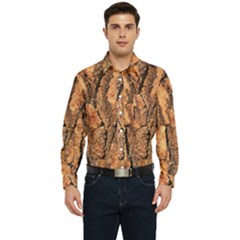 Bark Texture Wood Large Rough Red Wood Outside California Men s Long Sleeve Pocket Shirt  by Ket1n9