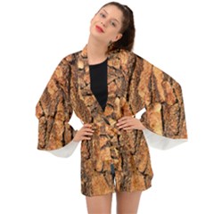 Bark Texture Wood Large Rough Red Wood Outside California Long Sleeve Kimono by Ket1n9