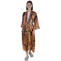 Bark Texture Wood Large Rough Red Wood Outside California Maxi Satin Kimono by Ket1n9