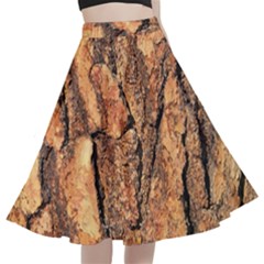 Bark Texture Wood Large Rough Red Wood Outside California A-line Full Circle Midi Skirt With Pocket by Ket1n9